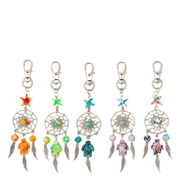 Traumfänger-Schlüsselanhänger mit Schildkröte – Farbige Auswahl (zufällige Farbe)