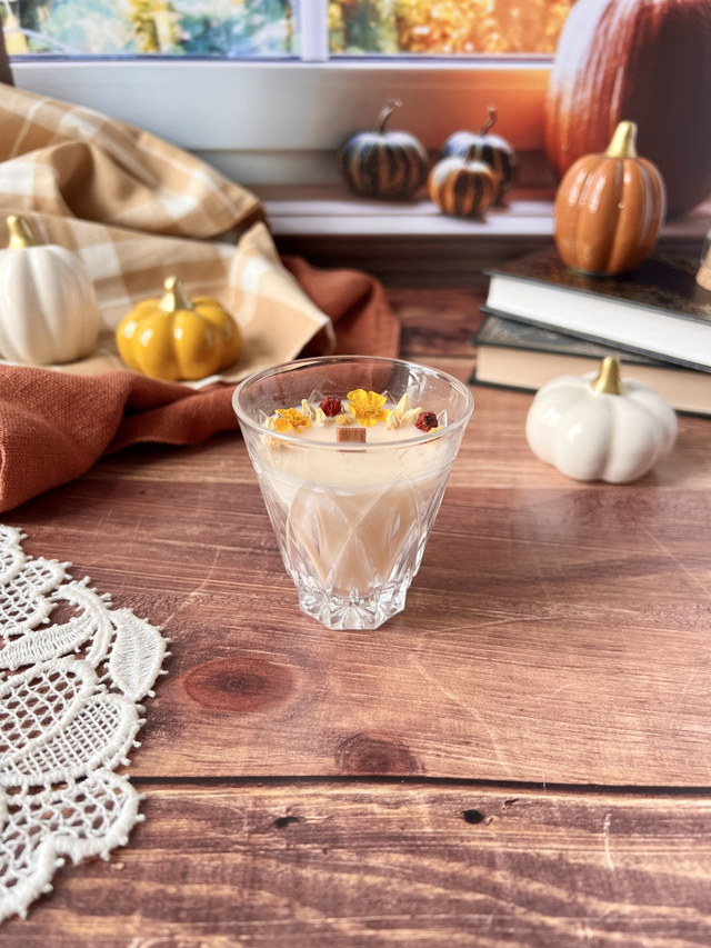 🍁 Bougie Café - verre &quot;facettes&quot;