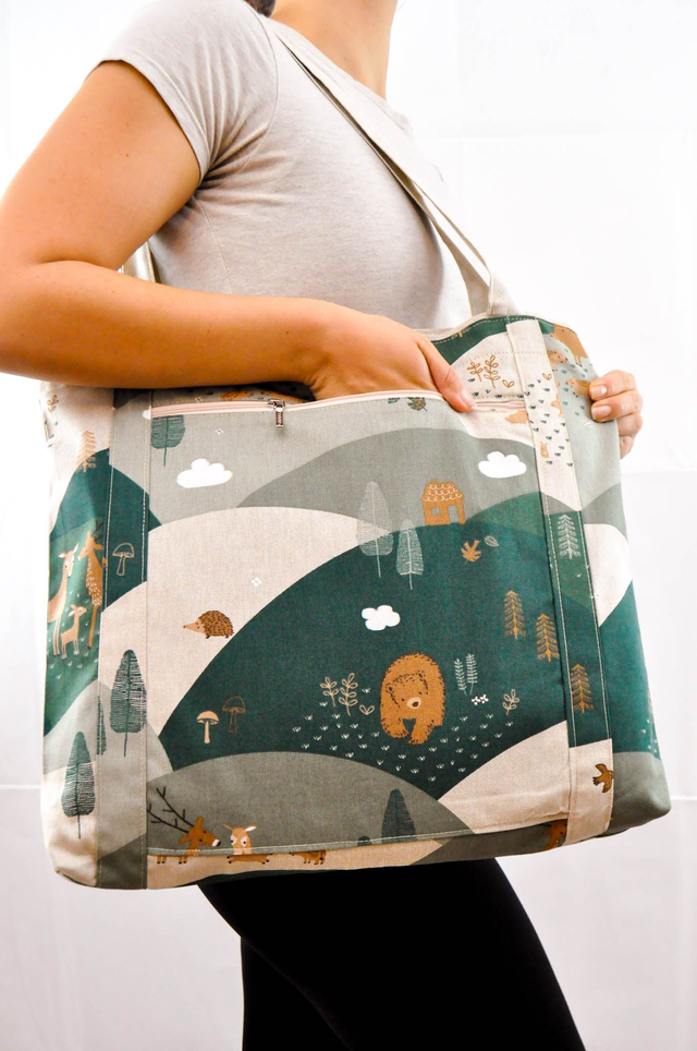 Forest Animal Families Print Shopping Tote