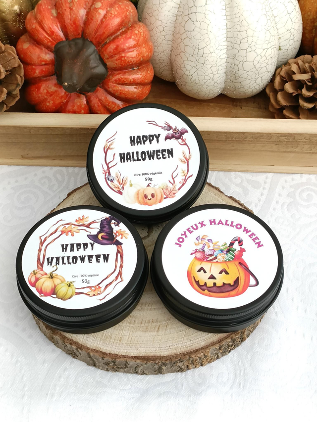Bougie Halloween boîte métallique noire