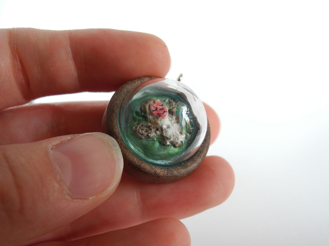 Snow monkey in a hot spring - miniature pendant for Japan enthusiasts