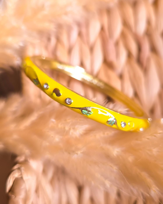 Jonc coloré - Modèle spirales jaune