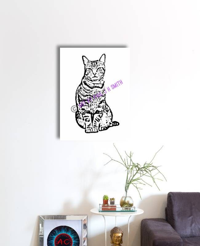 Pussy Cat V1 Hand-Painted Canvas Artwork | 16x12 Inch or 24x18 Inch Deep-Edged Canvas