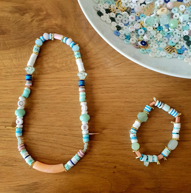 Bijoux de perles bleu ciel 💎