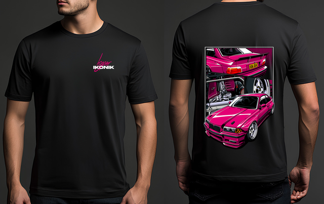 Premium Black Tee | BMW E36 - Pink