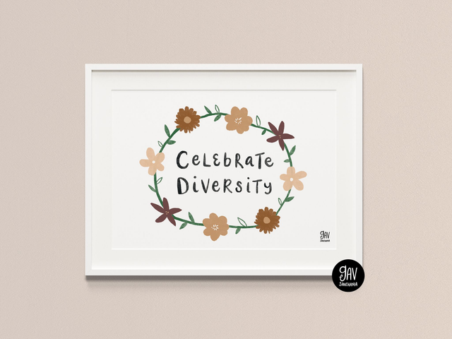Celebrate diversity, wall art print