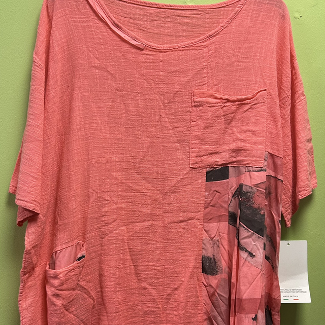 LMF - Orange Linen with Side Pattern - Free Size - 1823