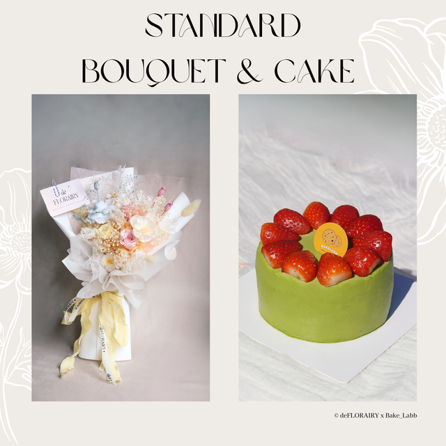 Custom Standard Bouquet & 6" Whole Cake | Direct Home Delivery | 4 Days in Advance