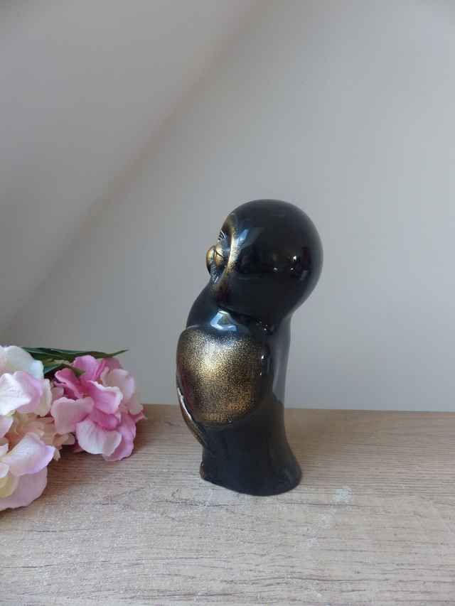 Statue Chouette Zen en Résine Noire et Dorée : Élégante Décoration Intérieure Maison – Original Idéal pour Décorer le Bureau ou Comme Cadeau