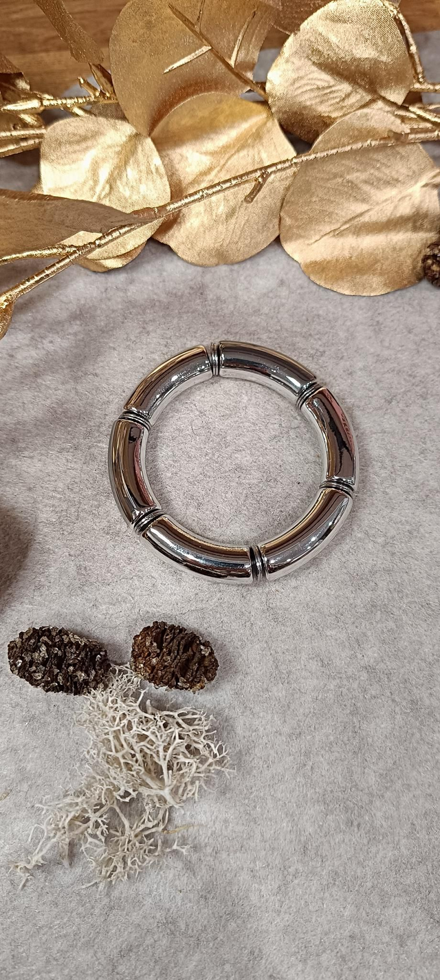 Bracelet perles argentées