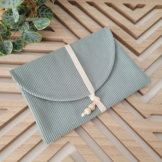 Pochette à livre Elie velours vert d'eau