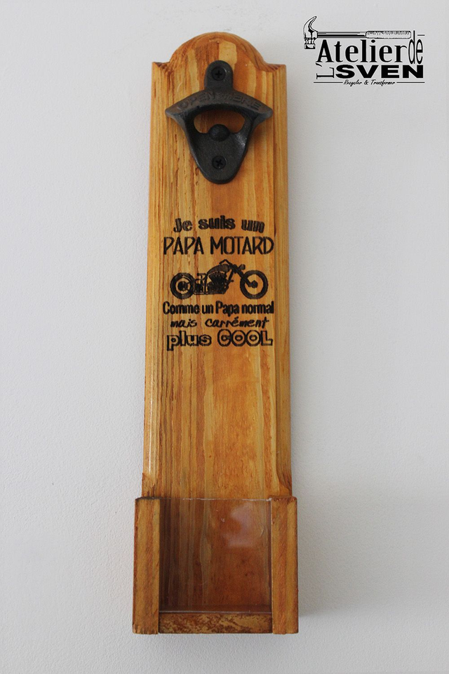 Décapsuleur Mural - Citation &quot;Papa motard&quot;