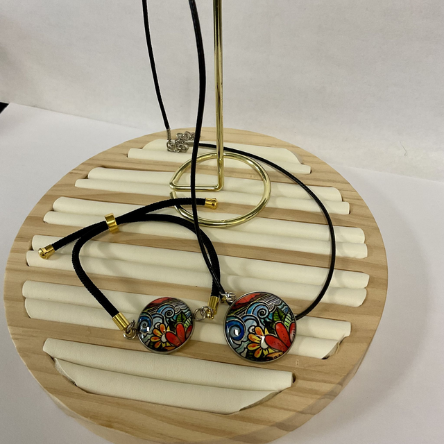 Handmade, colourful necklace and bracelet set. Beautiful coordinated jewellery gift.