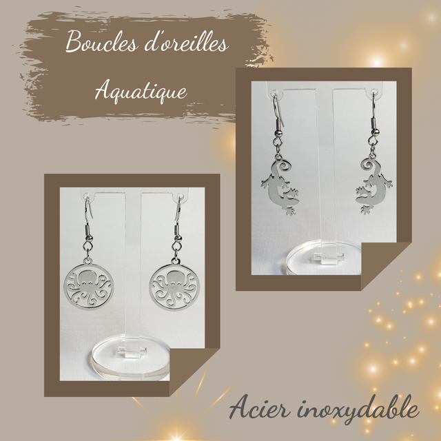 Boucles d&#039;oreilles Acier inoxydable - Aquatique