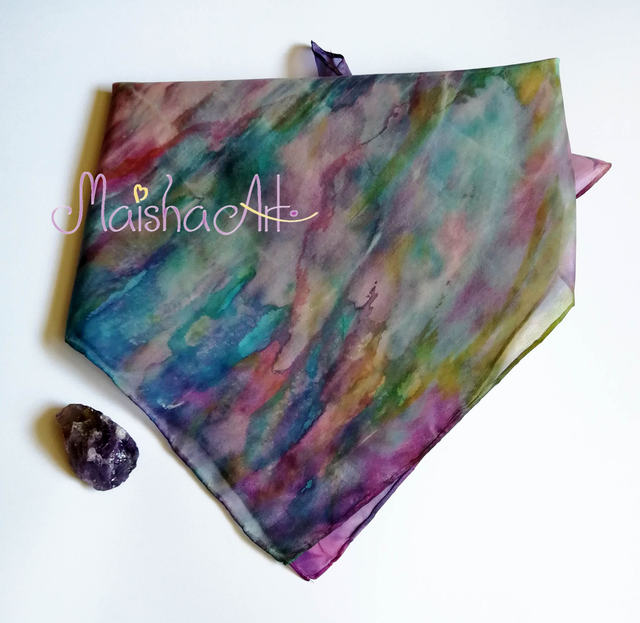 Unikatna, Ročno poslikana Svilena Ruta, Samorog