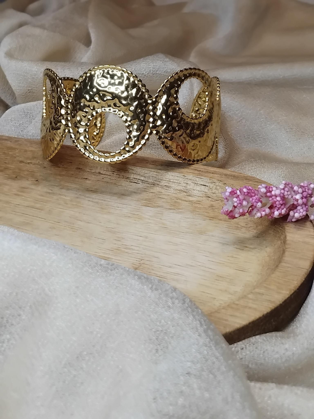 Bracelet manchette ajustable en acier inoxydable 