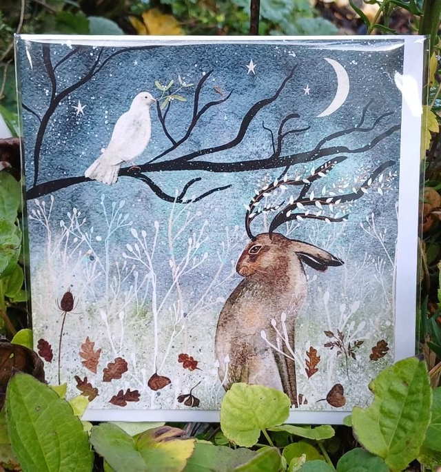 Christmas Jackelope &amp; Dove Card