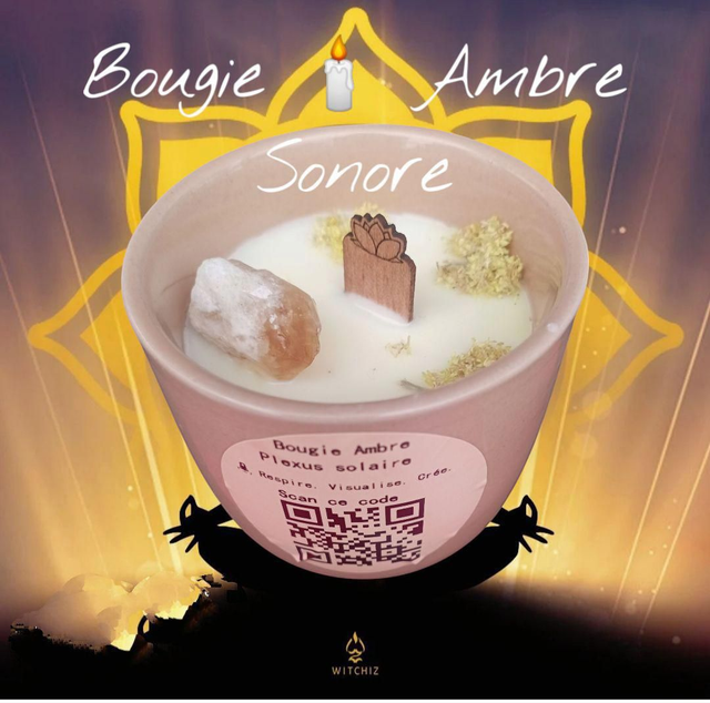 🌟 Bougie Ambre &amp; Éveil – avec Playlist sensorielle (chakra plexus solaire)