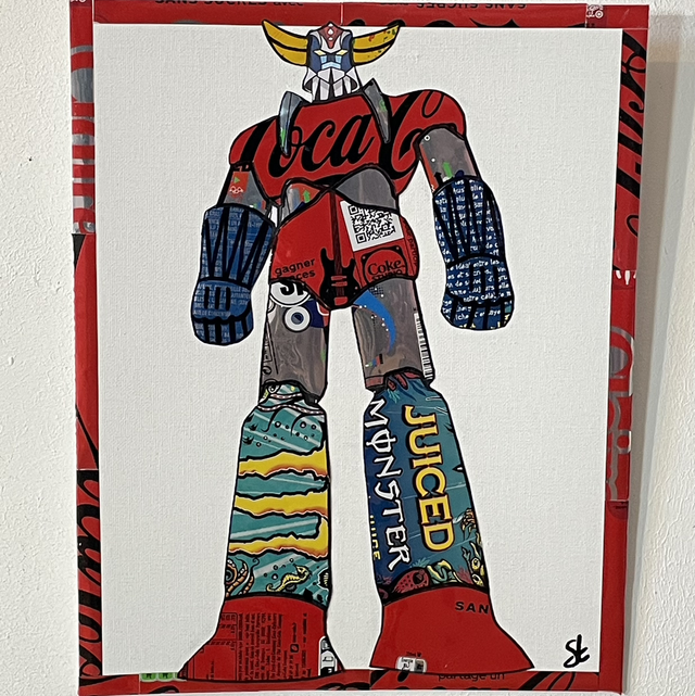 Tableau GOLDORAK réalisé avec des canettes recyclées 