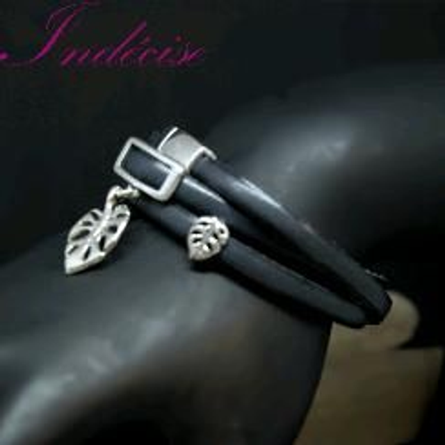 Bracelet en cuir gris anthracite