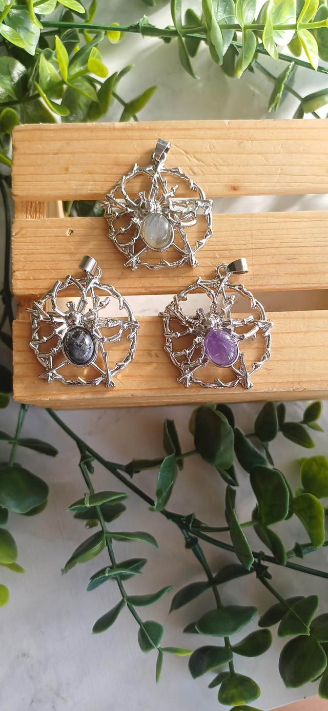 Spider in Web Pendant on 925 Silver plated Chain