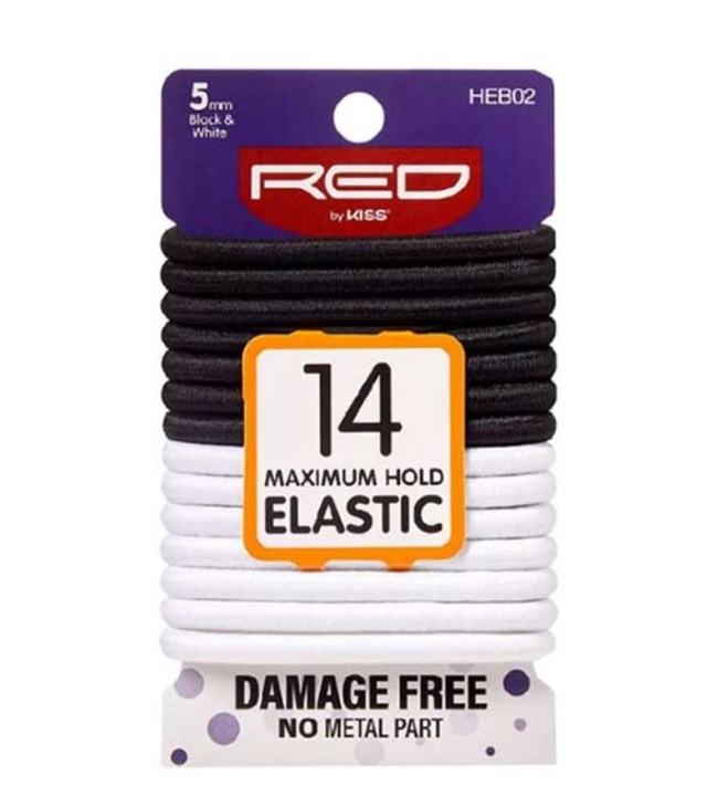  RED By Kiss: 14pc Max Hold Elastic - Black/White 5mm (HEB02)