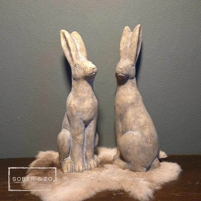 Betonnen haas, opzij kijkend