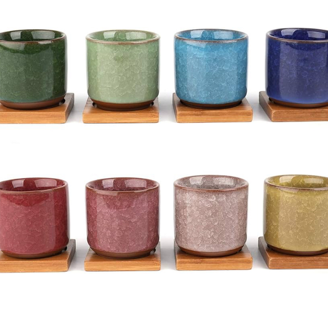 Mini Ceramic Pot with Bamboo Tray 