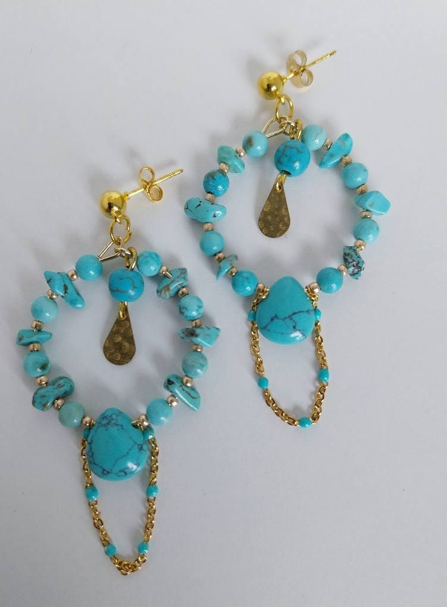 ✨Boucles d’oreilles &quot;créoles turquoise&quot;✨