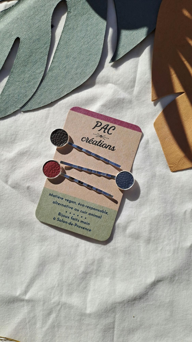 Lot de 3 barrettes pinces à cheveux en matières végétales 