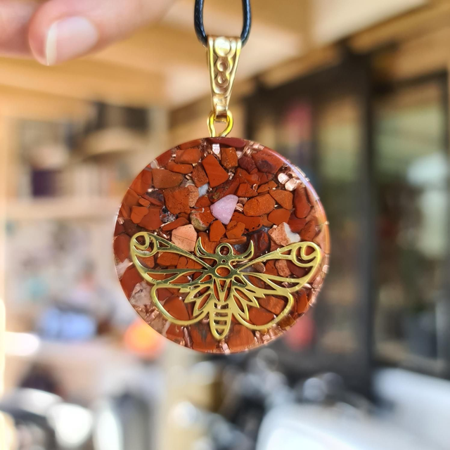 Amulette Papillon Jaspe rouge