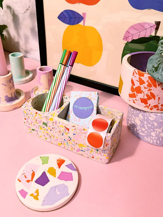 Organizer prostokątny, na biurko, kosmetyki, akcesoria, biały