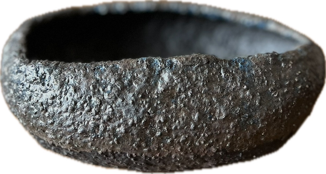 Textured black ceramic decorative bowl