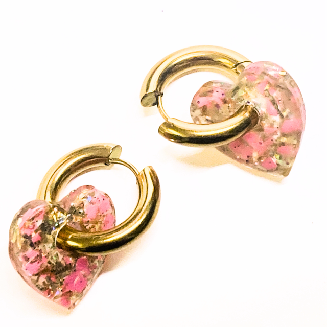 Boucles d’oreille créoles Coeur  Mon trésor 