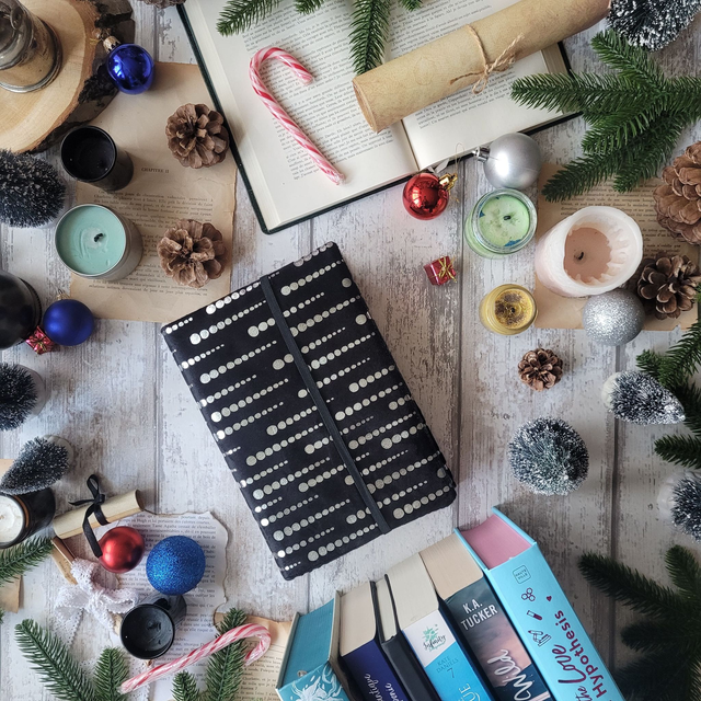 Protège livre slim amovible velours noir et argenté M