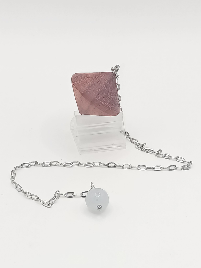 Pendule Padouk Texturé, Aigue-Marine, Acier Inoxydable