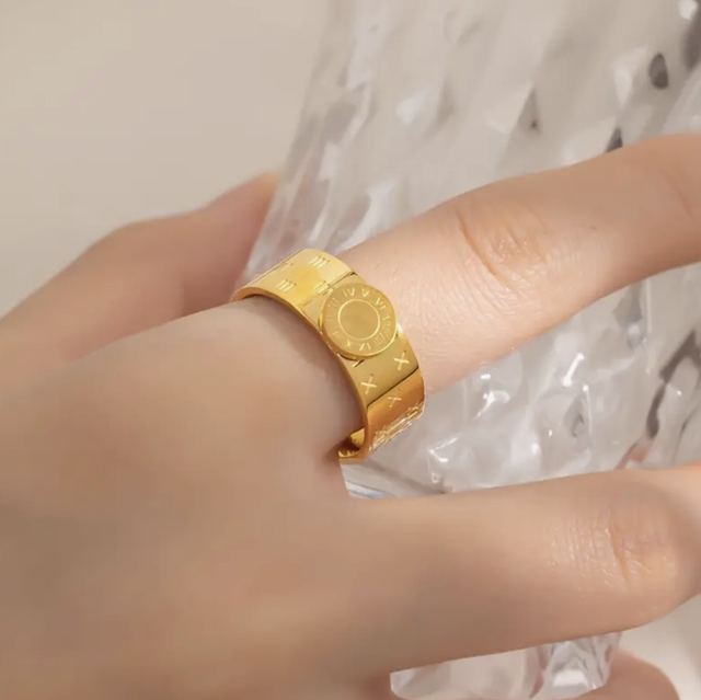 Gold Roman numeral ring
