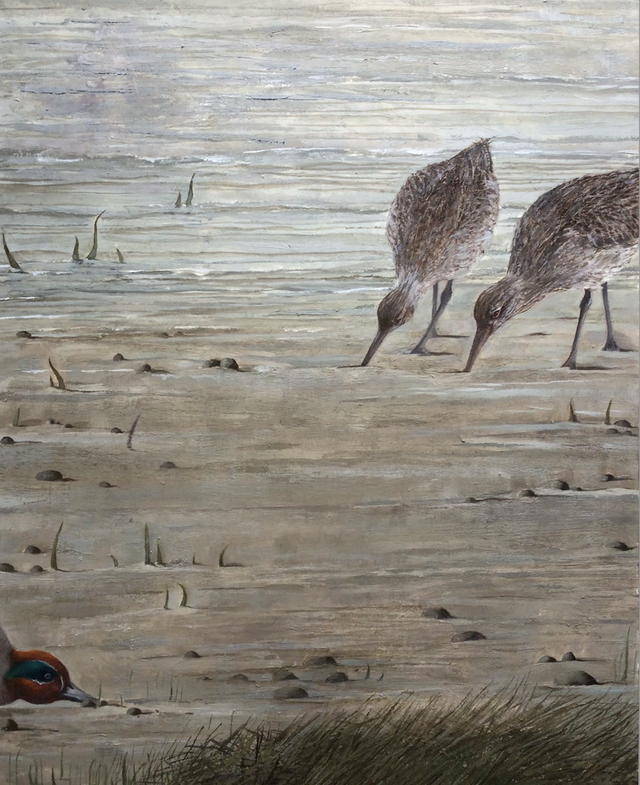SP07 Estuary, Low Tide by Shelagh Popham,  Oil, 7 3/4”x 9 3/4”