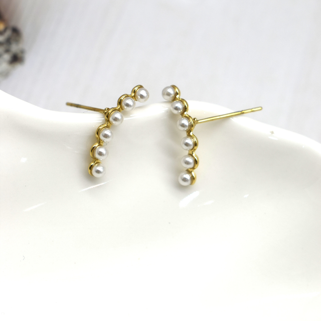 Boucles d’oreille lobe perles blanche 