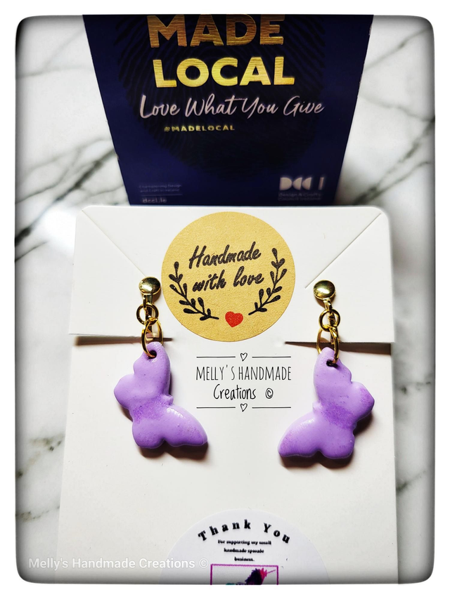 Butterfly clip-on dangle earrings 