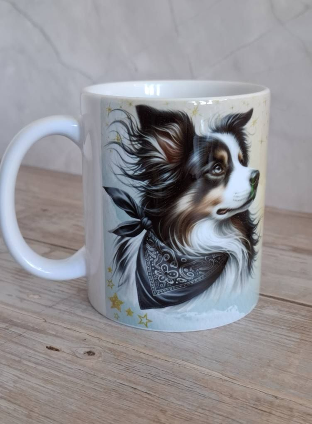 Mug plage border collie