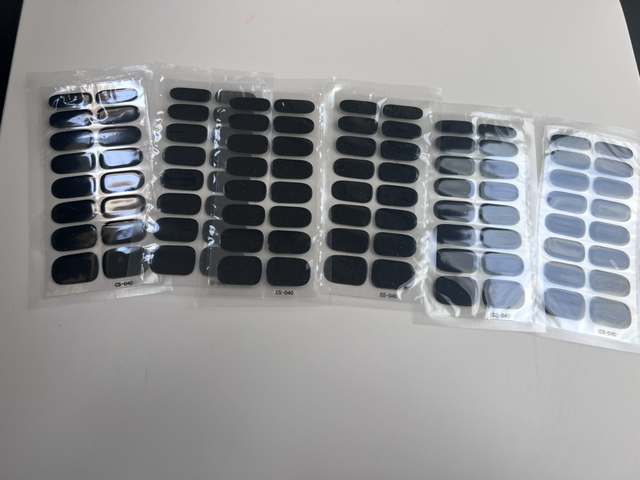 Black glitter nail stickers set of 6