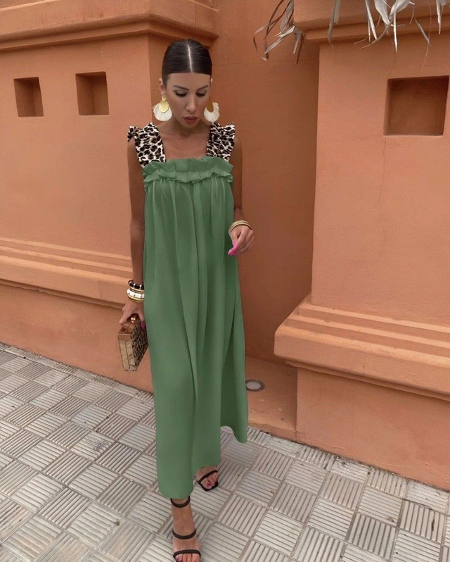 Robe à bretelles léopard