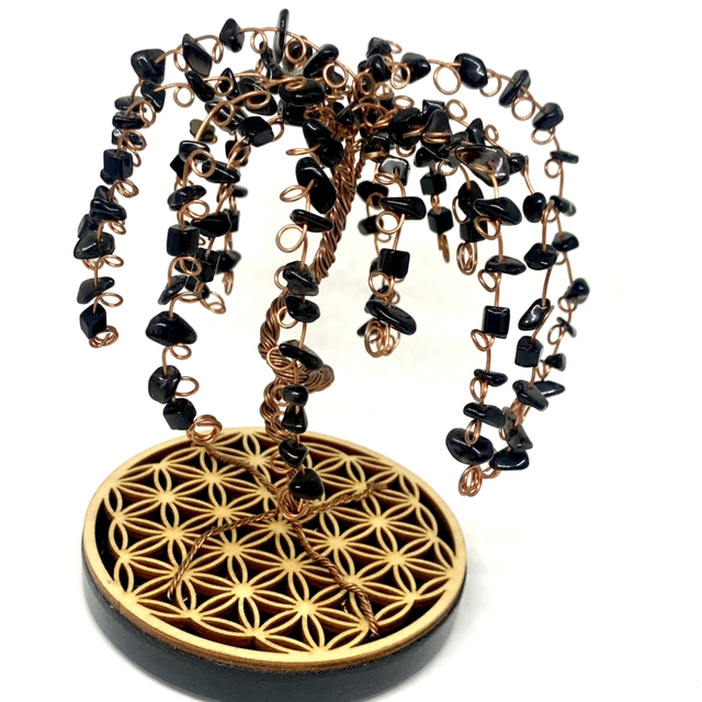 Arbre de vie en cuivre obsidienne &amp; Labradorite 