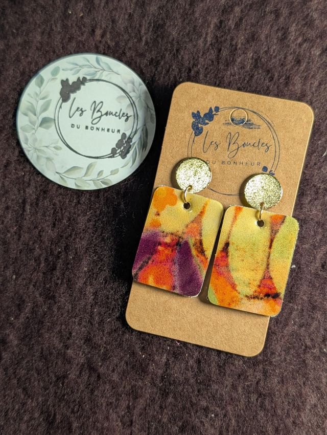 Boucles d'oreilles Perrine vernis orange p003