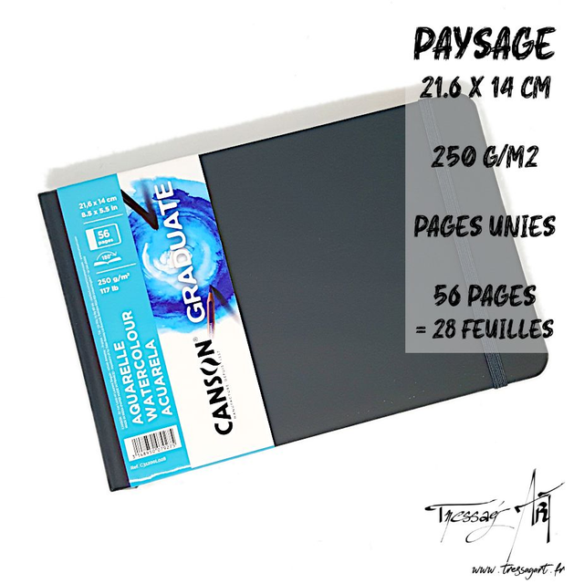 CANSON - CARNET AQUARELLE 21.6 X 14 CM PAYSAGE - CA055000