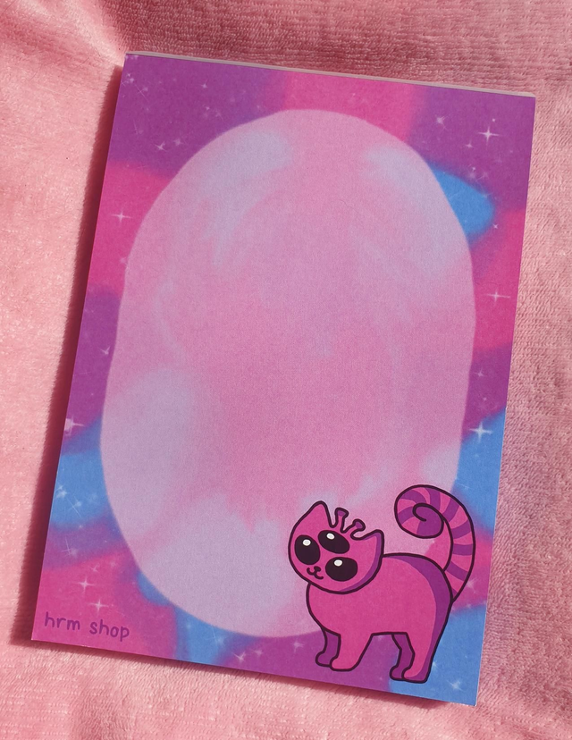 Pink Alien Cat Notepad 