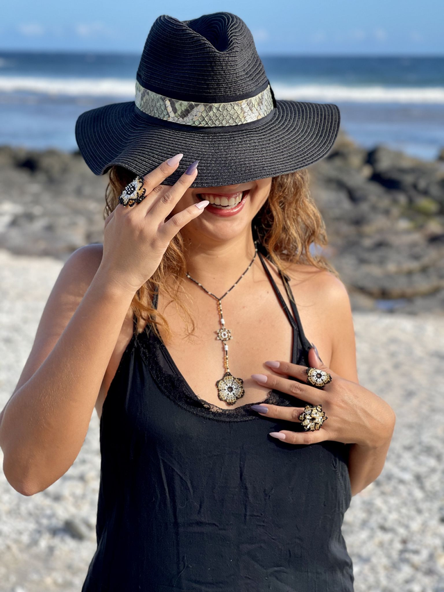 Collier Ras-de-cou Solaya Noir &amp; Doré