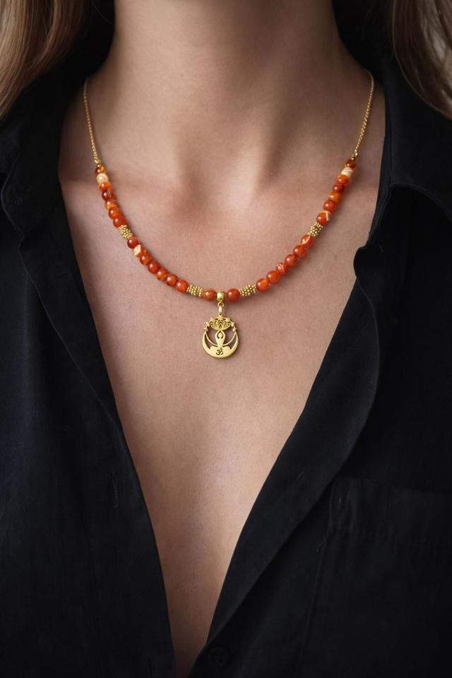 Collier Cornaline – Éclat Solaire &amp; Présence