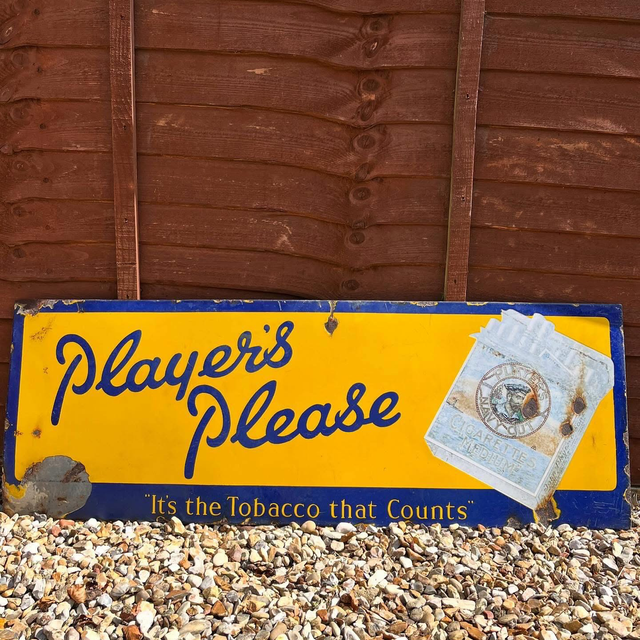 Player’s Please “It’s The Tobacco That Counts” Player’s Navy Mixture Enamel Advertising Sign